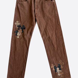 Chrome Hearts Levi's Brown NYFW Cross Patch Jeans
